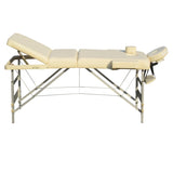 YES4HOMES 3 Fold Portable Aluminium Massage Table Massage Bed Beauty Therapy Beige V278-3FOLD-ALUM-57F-BE