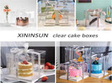 10 inch Clear cake Box, Large Transparent cake Box,tall cake boxes with Ribbon,10x10x9inch V1258-DP02-WO-1010