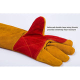 23.6 Inch Long Sleeves Leather Welding Gloves for Men, Heat Resistant Barbecue Stove Fire Gloves, V1369-AZ3-W-18936