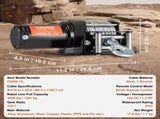 Electric Winch, 1361 kg Line Pull Capacity, 12V DC ATV/UTV Winch with 0.5 x 1188.7 cm 7 Strands V952-ATVGSSJPYXYK43JX7V9