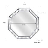 Silver Beaded Framed Mirror - Octagon - 90cm x 90cm V292-MIRR-BDD017