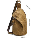 Vintage Waxed Canvas Crossbody Sling Bag with Crazy Horse Leather, Large Capacity Chest Pack, V1232-RBBB-002
