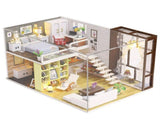 DIY Miniature Dollhouse with Furniture and LED Lights 3D Wooden Doll House Creative Birthdays V1294-YM0901-H35173-2