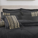 Bianca Raffaello Black 6 Pcs Jacquard Comforter Set Super King V442-BCA-COMFORTER-RAFFAELLO-BLACK-SK