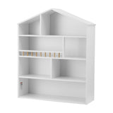 Keezi 4 Tiers Kids Bookshelf Wooden Bookcase Display Storage Organiser Cabinet White FURNI-G-BOOK-HOUSE-WH