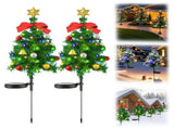 2 Set Solar Christmas Tree Decorations Outdoor Waterproof, LED Christmas Solar Stake V1366-AZ2-W-24486