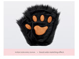 Black and white Halloween Furry Fox Costume Set - Plush Mask, Ears Headband, Tail, and Paws for V888-ELOSUNG34295