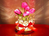 White Elegant Crystal Tulip LED Night Light - Rechargeable Touch Lamp with 3 Colors & Dimming V888-ELOSUNG27063