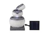 Gardeon Solar Fountain 3 Levels Cascading Bowl Water Feature 52cm Grey FOUNT-CARVED-BOWL-3LVL