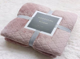 Pink 130*150cm Flannel Fleece Blanket - Quilted Diamond Pattern, Soft & Warm Polyester Throw for V888-ELOSUNG50659