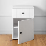 PORTO BEDSIDE TABLE - WHITE - VJ PANEL - ROUND BLACK V164-ECS13WVB06B