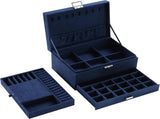 Velvet Jewelry Box with Lock - 3 Layers - Large Jewelry Organizer for Women - With Drawers & V1189-HB003WSRH00037
