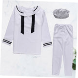 1Set Navy Stage Cosplay Costume Set for Male Adults White Polyester Material V1370-AZ4-18177