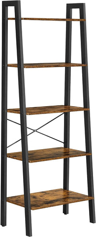 5-Tier Industrial Bookcase, Rustic Brown V178-58484