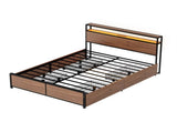 Artiss Metal Bed Frame Queen Size with 2-Tier Storage Headboard Metal Platform with 4 Storage MBED-C-SKY-Q-BK-ABC