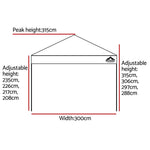 Instahut Gazebo Pop Up 3x3m w/Base Podx4 Marquee Folding Outdoor Wedding Camping Tent Shade Canopy GAZEBO-T-3X3-F-WH-BASE