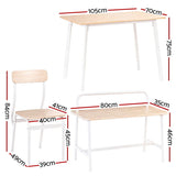 Artiss Dining Table and Chairs Set of 4 Bench Kitchen Furniture Natural and White DSET-D-BH10-OA