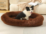 Fluffy Donut-Shaped Pet Bed- Soft, Cozy, and Anti-Anxiety for Dogs and Cats, Machine Washable Coffee V888-ELOSUNG10239