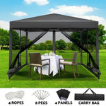 Instahut Gazebo Pop Up Marquee 3x3m Wedding Party Outdoor Camping Tent Canopy Shade Mesh Wall Grey GAZEBO-POP-M-FG-3X3-GR