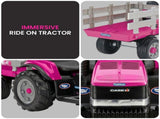 Peg Perego Pink Case IH 12V Kids Ride On Tractor with Trailer 2 Speed Toy 44065