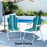 Gardeon Outdoor Chairs Folding Camping Chair Steel Portable Patio Furniture ODF-BEACH-FC39-BL-2X