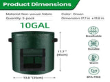 10 Gallon 6-Pack Grow Bags, Durable PE Fabric Pots with Flap and Handles, Green Planter Bags for V1107-CS-OLGPFGG25