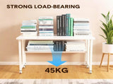 Compat Foldable Desk Rolling Study Desk Small Computer Desk with Wheels and Storage Shelf for Small V985-FOLDABLEDESK