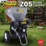 Ducar 7HP Wood Chipper Shredder Mulcher Petrol Silver Black WCP-Z05-SLBK