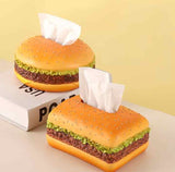 Square Creative Burger Tissue Box - Fun American-Style Cartoon Paper Towel Holder for Home Dcor and V888-ELOSUNG13608