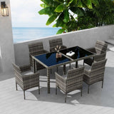 Rural Style Outdoor Grey Wicker 6 Seater Dining Set V264-OTF-527S-DGR