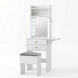 Levede Dressing Table Stool Dressing Vanity Desk Mirror LED Charging Station VM1036-WH-AU
