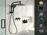 Cefito 9'' Rain Shower Head Set Handheld Round High Pressure Twins Tap Chrome SHOWER-A1-RO-9-BK-TAP-RO