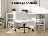 Artiss Office Desk & Set 150cm Computer Desk with 6 Storage Shelves & Ergonomic Cross Legged DESK-SHEF-150-2016-WH