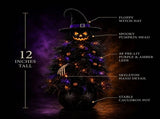 12 Inch Light Up Halloween Witch Tree Decoration, Glowing Pumpkin Witch Tree Ornament for Outdoor V1369-AZ3-W-21665