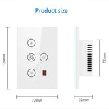 Tuya Zigbee Smart Fan Light Switch US Network Connection APP Control / Assistant Voice Control White V1370-AZ4-07543