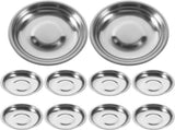 10 Pack 10cm Stainless Steel Dipping Dishes, Reusable Sauce Appetizer Plates for Camping, Silver V1188-MS-721-293