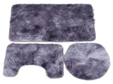 3Pcs Bathroom Rug Set Soft Non Slip Toilet Lid Cover Bath Mat Contour Rug Home DecorationPurple V1294-YM0901-3117200093712