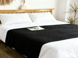 Black 1130*170cm Nordic Style Tassel Knit Throw Blanket - Soft Polyester Sofa Blanket with Pineapple V888-ELOSUNG50753