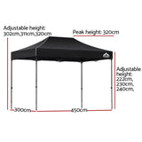 Instahut Gazebo Pop Up Marquee 3x4.5 Folding Tent 500D Wedding Camping Black GAZEBO-T-3X45-F-BK