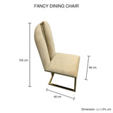 2X Dining Chair Stainless Gold Frame & Seat Beige Fabric V43-DC-FNC-BG