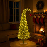Christabelle 4ft Christmas Gremlin Tree Curved Top Red Bauble Built In Green & White LED Lights 112_HZG4