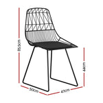 Gardeon 2PC Outdoor Dining Chairs Steel Lounge Chair Patio Garden Furniture ODF-CHAIR-ST8001-2X-BK