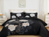 Black Floral Elysian Bedspread Coverlet 3 Piece Set V745-AC080310Q13U