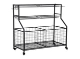 Everfit Sports Equipment Organizer Storage with Wheels Multi-Sport Garage Gym Black BSR-A-RET