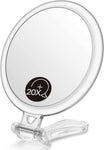 Double-Sided 1X/20X Magnifying Foldable Makeup Mirror for Handheld, Table and Travel Usage V178-44229