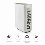 Rolling Slim Laundry Basket with Universal Wheels Corner Foldable Oxford Cloth Laundry Hamper Mesh V1294-YM0901-H20026LGY