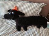 Cute Animal Plush Pillow Soft Comfortable Elastic Stuffed Doll Cushion for Home Bedroom Black Dog V1294-YM0626-3117220309812