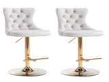 4x Height Adjustable Swivel Bar Stool Velvet Studs Barstool with Footrest and Golden Base- Beige V226-SW1912BG-2