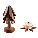 Set Wooden Coasters in Tree Shape, Wooden Insulation Mat_tfrf V1237-ZY-203-5044