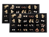 Large Velvet Jewelry Tray Display Drawer Inserts 2 Pack Stackable Jewelry Organizer for Earring V1107-107-05305-BEG-24GRIDS